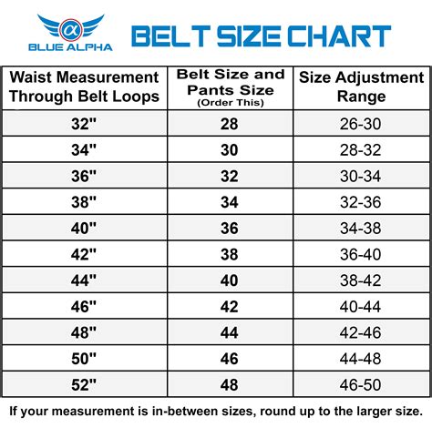 a belt size chart.